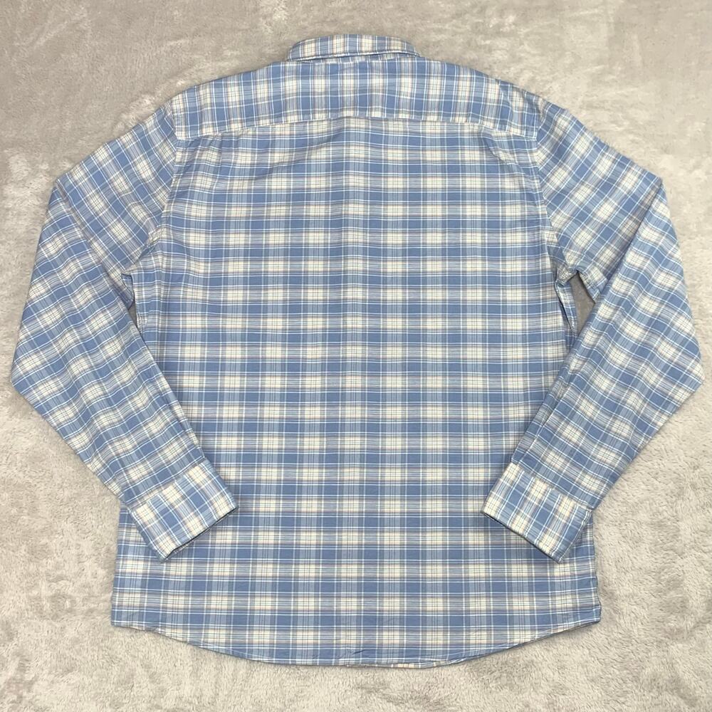 NWT Faherty Button Up Shirt Mens Large Cloud Summer Linen Blend Light Blue Plaid - Picture 3 of 14